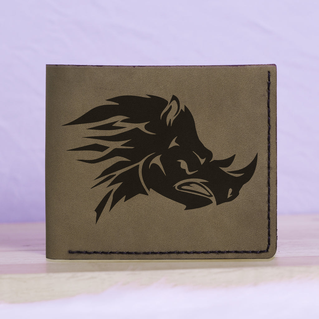 Men's Sharp Abstract Handmade Genuine Leather Blocking Bifold Wallet MHLT_01_GRN