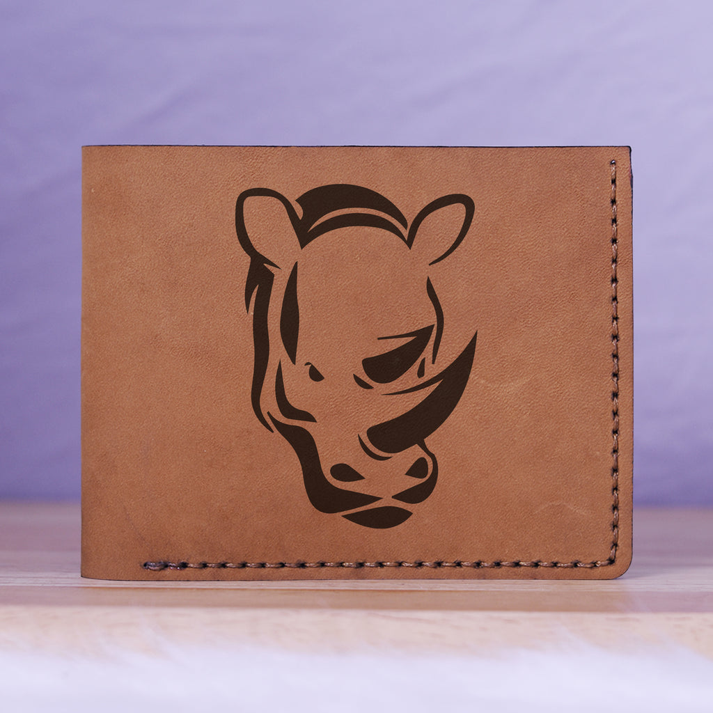 Men's Sharp Abstract Handmade Genuine Leather Blocking Bifold Wallet MHLT_01_BRN