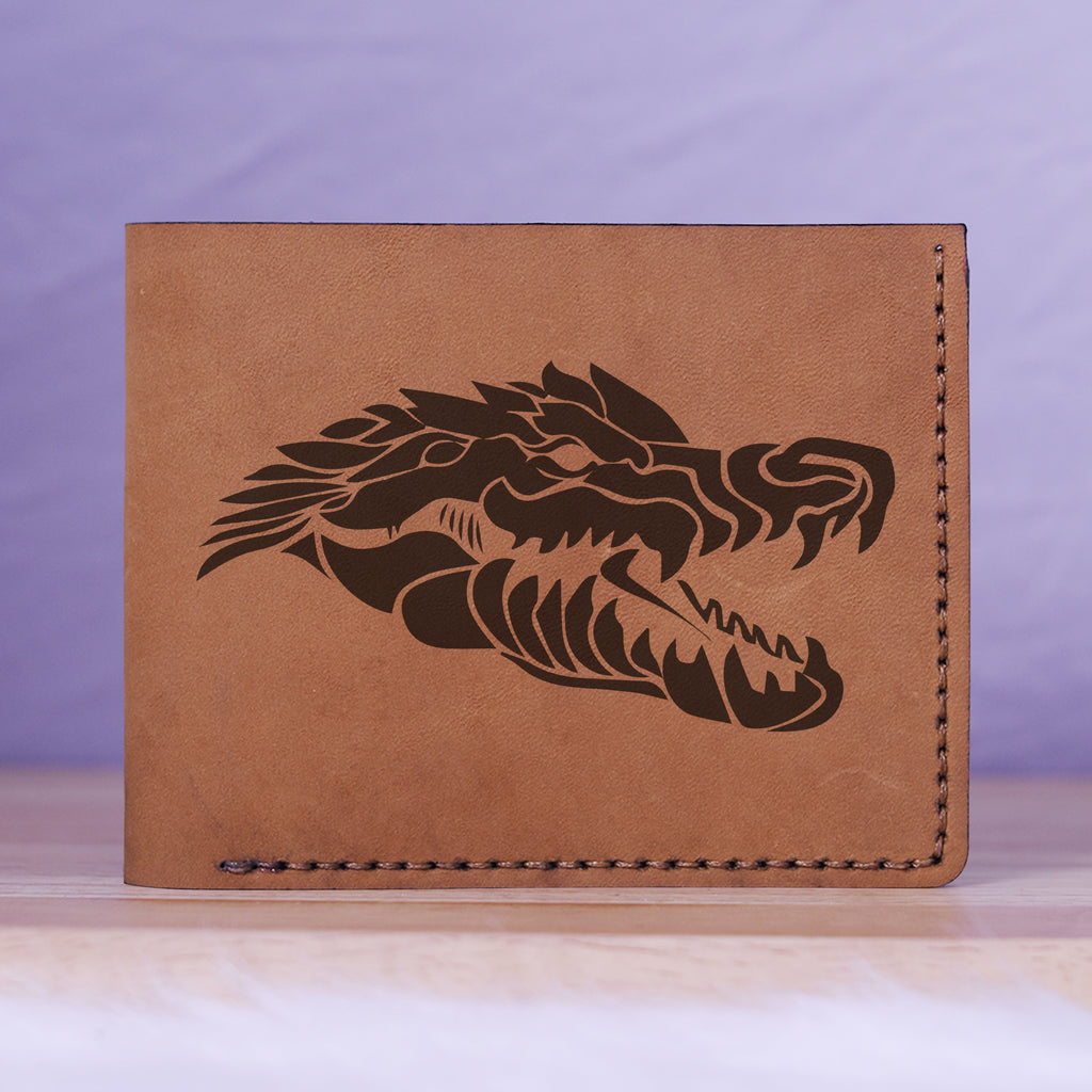 Men's Sharp Abstract Handmade Genuine Leather Blocking Bifold Wallet MHLT_01_BRN