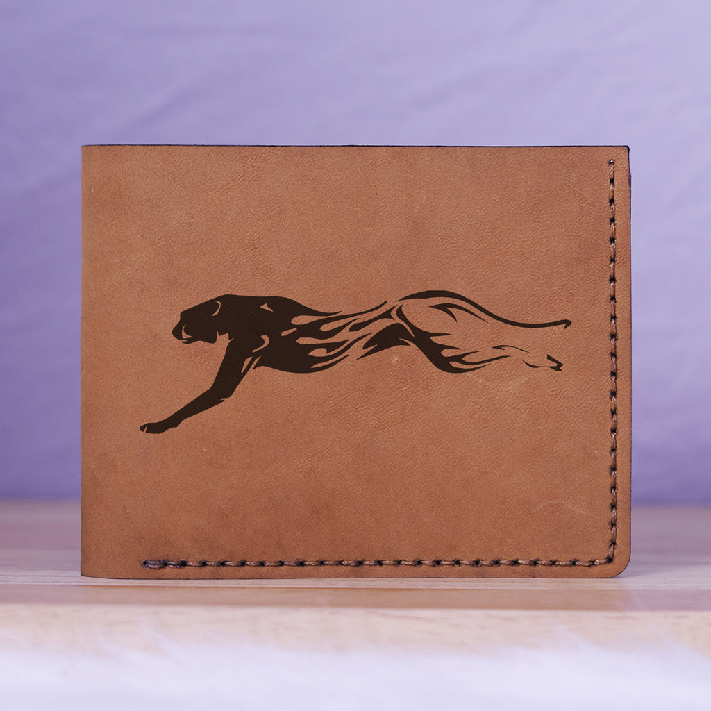 Men's Sharp Abstract Handmade Genuine Leather Blocking Bifold Wallet MHLT_01_BRN