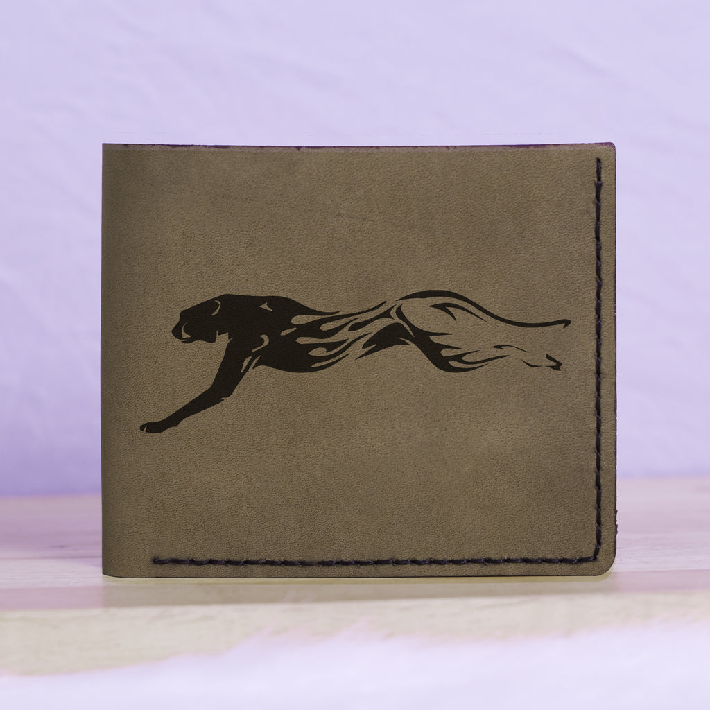 Men's Sharp Abstract Handmade Genuine Leather Blocking Bifold Wallet MHLT_01_GRN