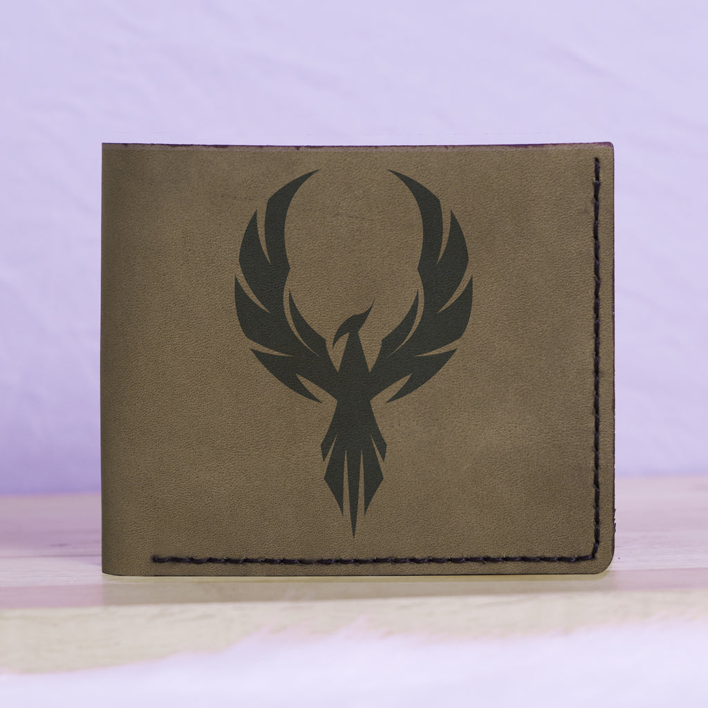 Men's Celtic Phoenix Handmade Genuine Leather Blocking Bifold Wallet MHLT_01_GRN