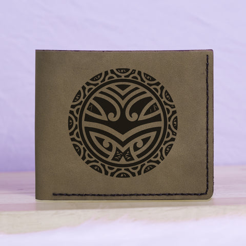 Men's Tribal Horse 2 Handmade Genuine Leather Blocking Bifold Wallet MHLT_02_BRN