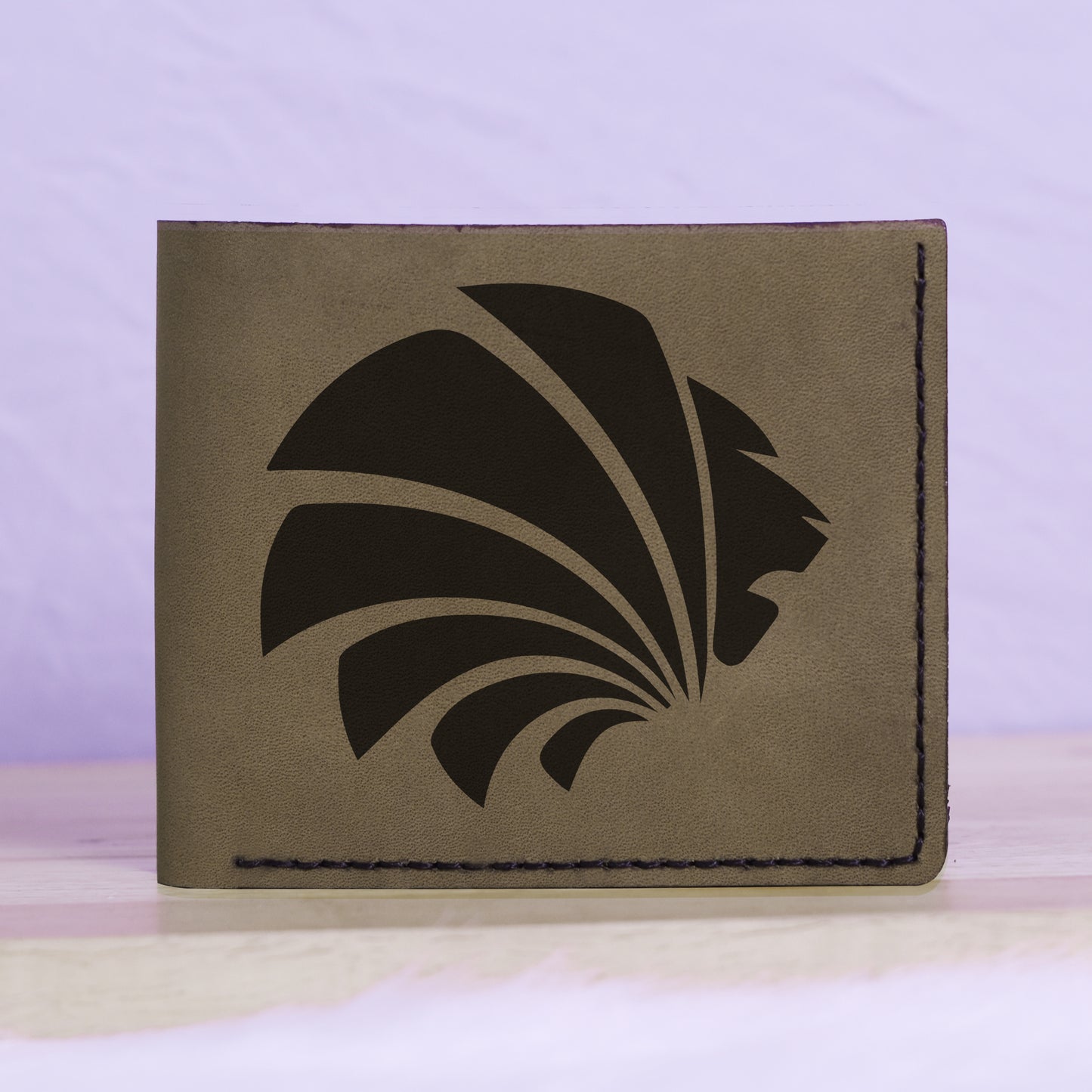 Native American Skull & Symbol Genuine Leather Blocking Bifold Wallet MHLT_01_GRN
