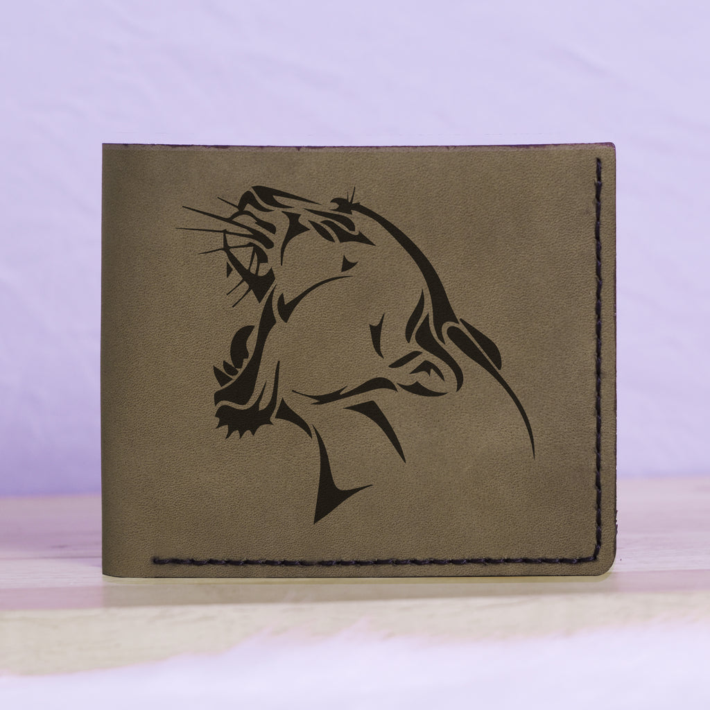 Men's Sharp Abstract Handmade Genuine Leather Blocking Bifold Wallet MHLT_01_GRN