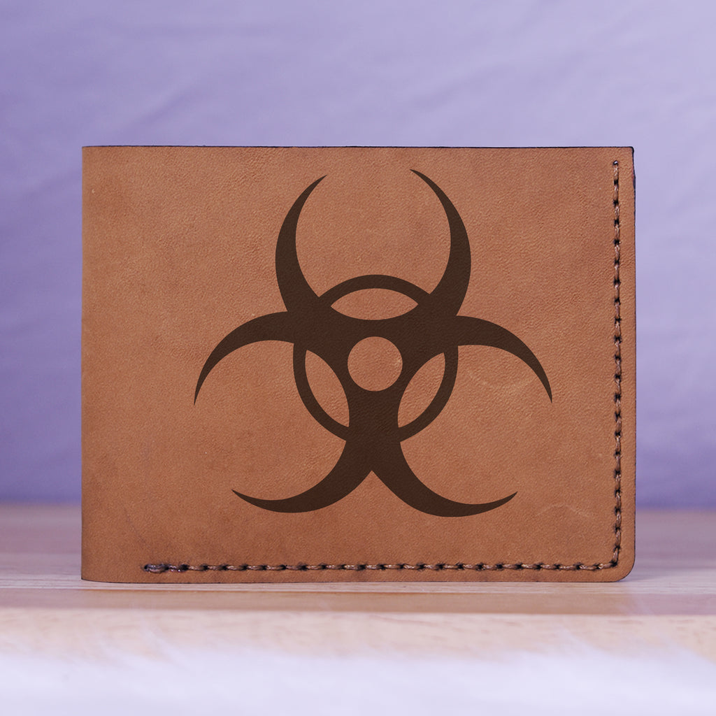 Native American Skull & Symbol Genuine Leather Blocking Bifold Wallet MHLT_01_BRN