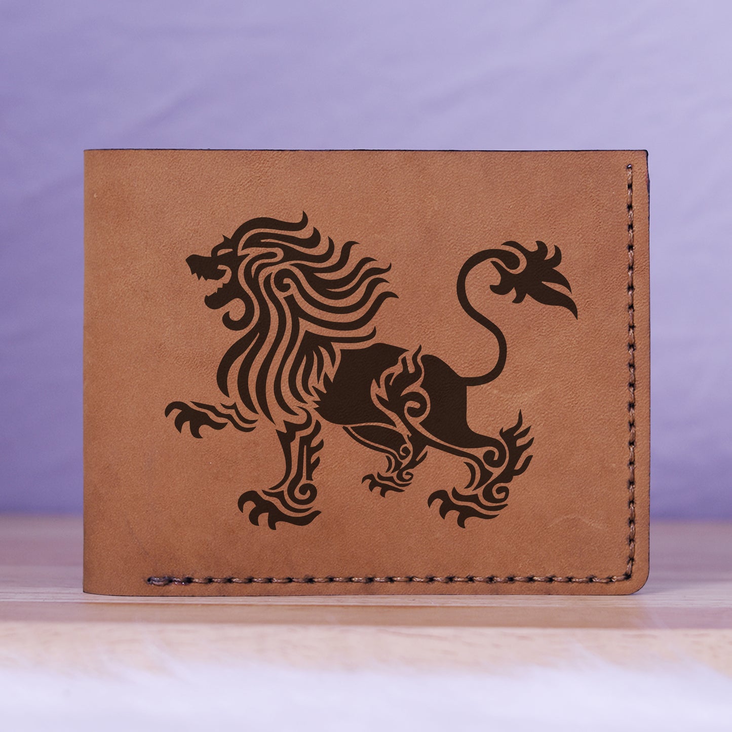 Men's Sharp Abstract Handmade Genuine Leather Blocking Bifold Wallet MHLT_01_BRN