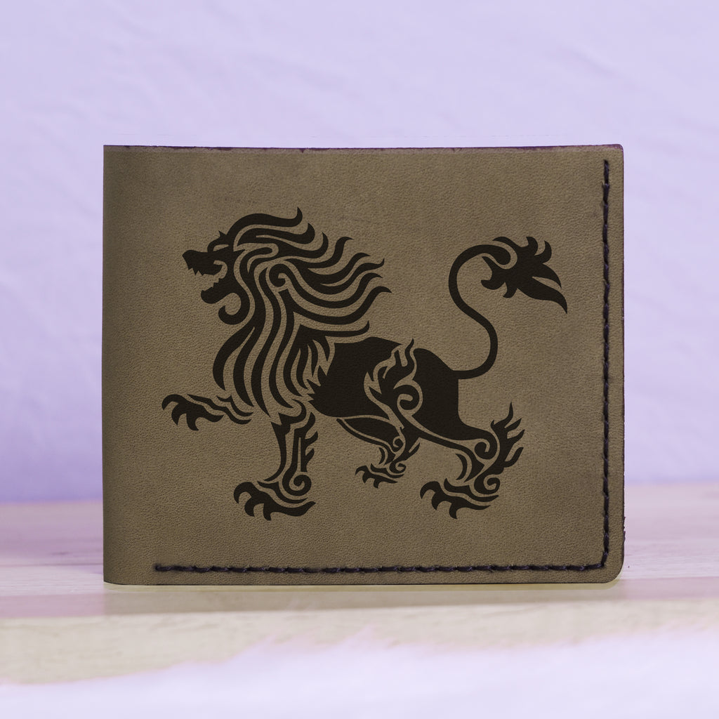 Men's Sharp Abstract Handmade Genuine Leather Blocking Bifold Wallet MHLT_01_GRN