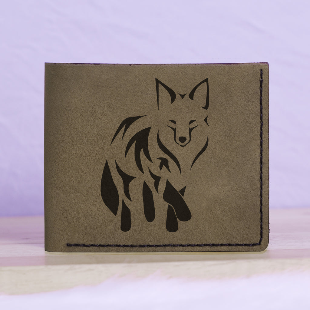 Men's Sharp Abstract Handmade Genuine Leather Blocking Bifold Wallet MHLT_01_GRN