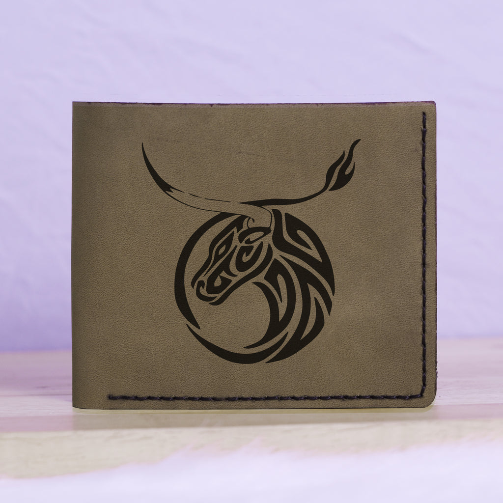 Men's Sharp Abstract Handmade Genuine Leather Blocking Bifold Wallet MHLT_01_GRN