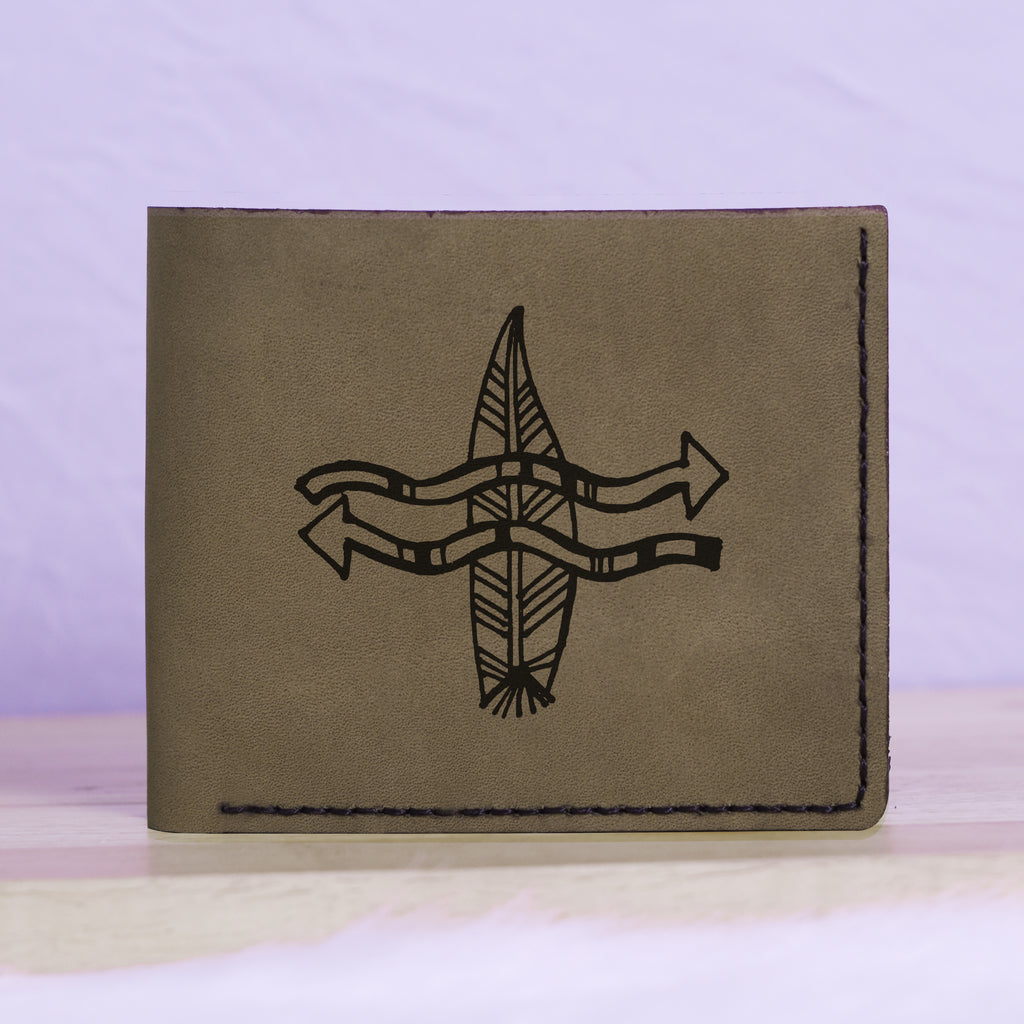 Men's Astrology Horoscope 3 Genuine Leather Blocking Bifold Wallet MHLT_01_GRN