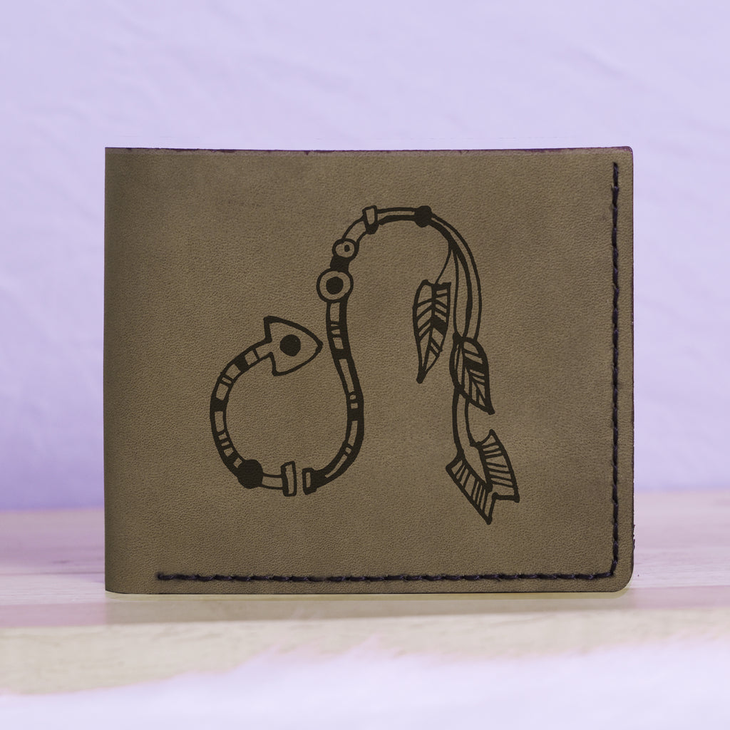 Men's Astrology Horoscope 3 Genuine Leather Blocking Bifold Wallet MHLT_01_GRN