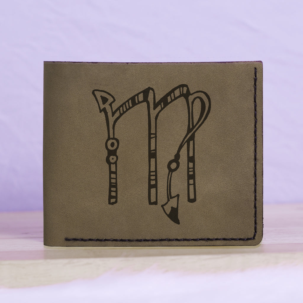 Men's Astrology Horoscope 3 Genuine Leather Blocking Bifold Wallet MHLT_01_GRN
