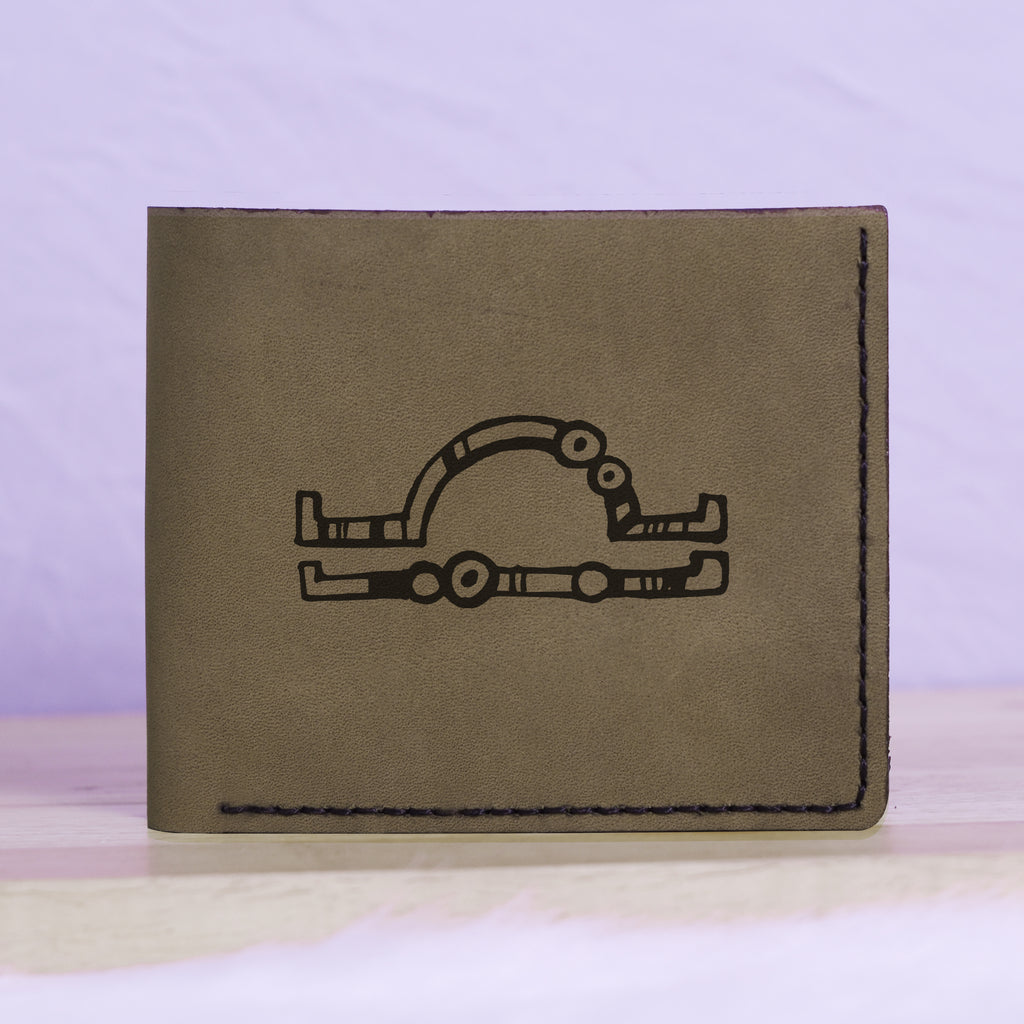 Men's Astrology Horoscope 3 Genuine Leather Blocking Bifold Wallet MHLT_01_GRN