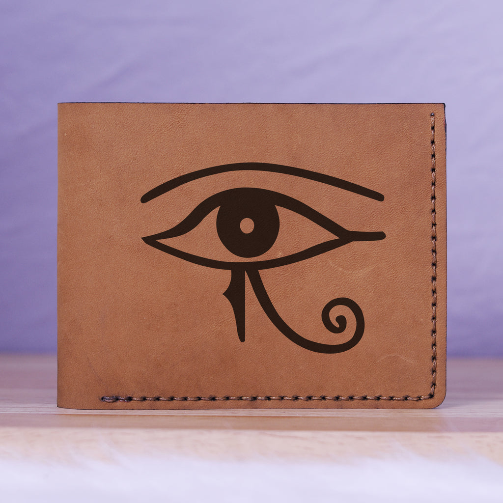 Men's The Eye Of Ra & Horus Genuine Leather Blocking Bifold Wallet MHLT_01_BRN