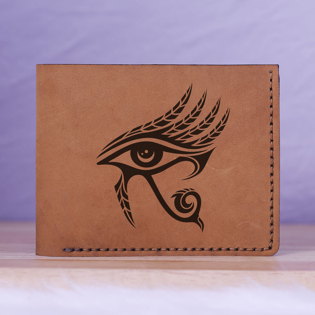 Men's The Eye Of Ra & Horus Genuine Leather Blocking Bifold Wallet MHLT_01_BRN