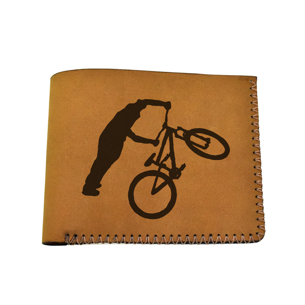 Men's Bmx And Mtb Rider Natural Genuine Leather Blocking Bifold Wallet MHLT_02_BRN