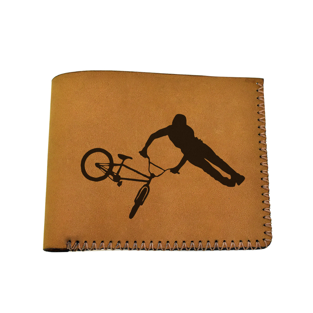 Men's Bmx And Mtb Rider Natural Genuine Leather Blocking Bifold Wallet MHLT_02_BRN