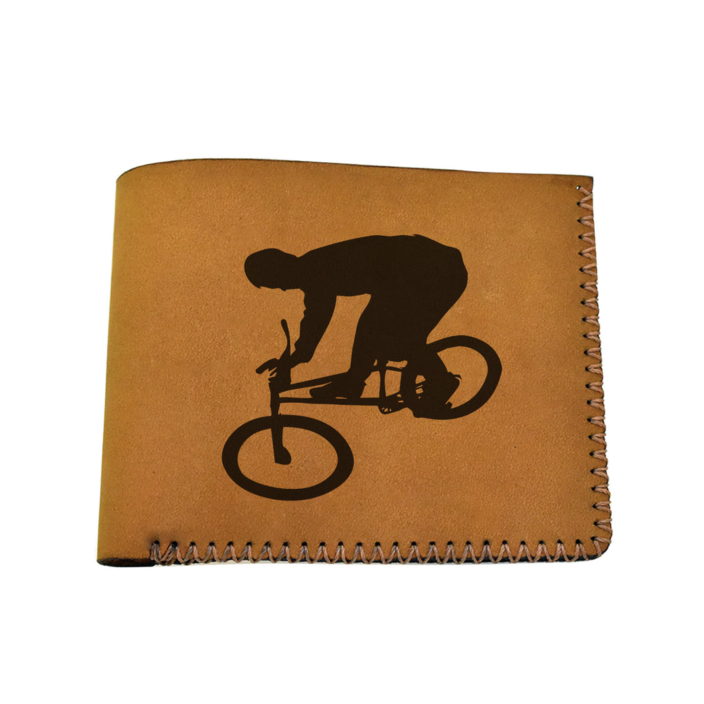 Men's Bmx And Mtb Rider Natural Genuine Leather Blocking Bifold Wallet MHLT_02_BRN