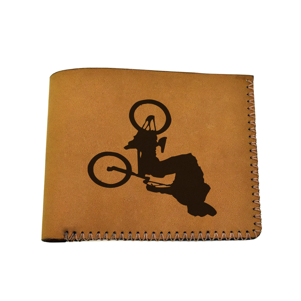 Men's Bmx And Mtb Rider Natural Genuine Leather Blocking Bifold Wallet MHLT_02_BRN