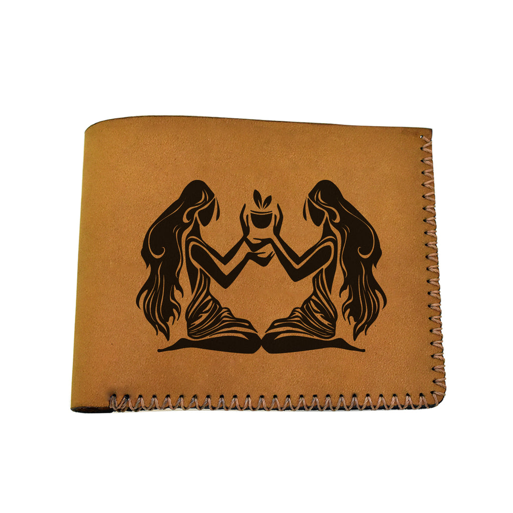 Men's Astrology Horoscope 1 Genuine Leather Blocking Bifold Wallet MHLT_02_BRN