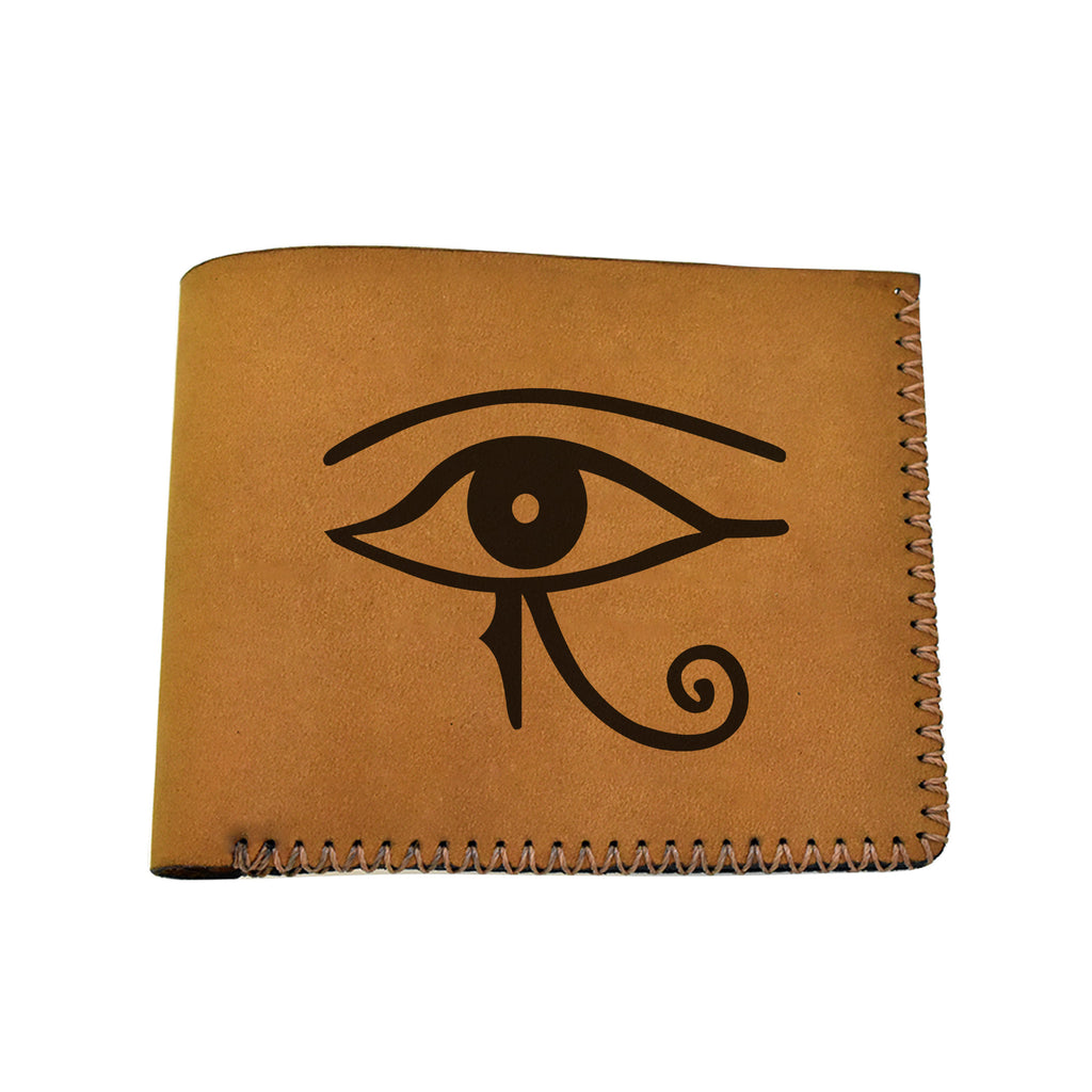 Men's The Eye Of Ra & Horus Genuine Leather Blocking Bifold Wallet MHLT_02_BRN
