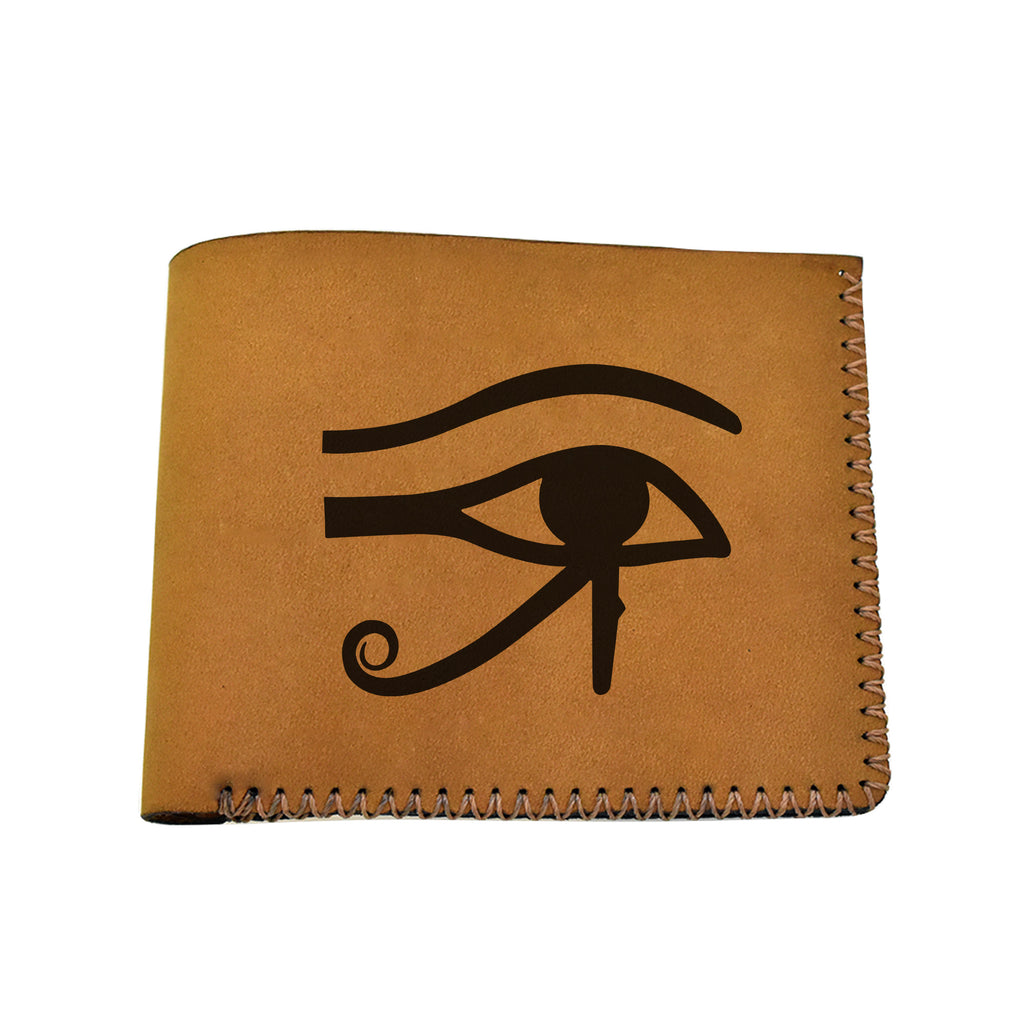 Men's The Eye Of Ra & Horus Genuine Leather Blocking Bifold Wallet MHLT_02_BRN