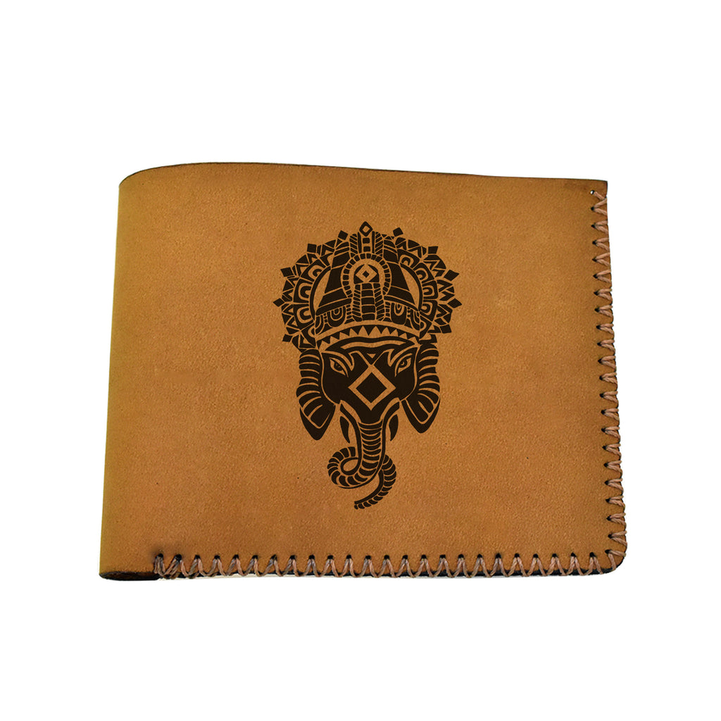 Men's Seal & Indian Elephant Genuine Leather Blocking Bifold Wallet MHLT_02_BRN