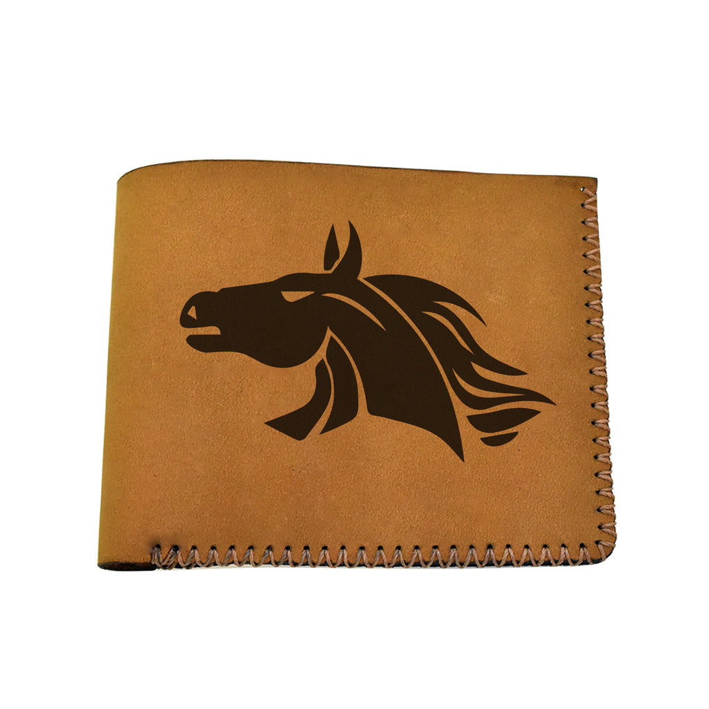 Men's Tribal Horse 1 Handmade Genuine Leather Blocking Bifold Wallet MHLT_02_BRN