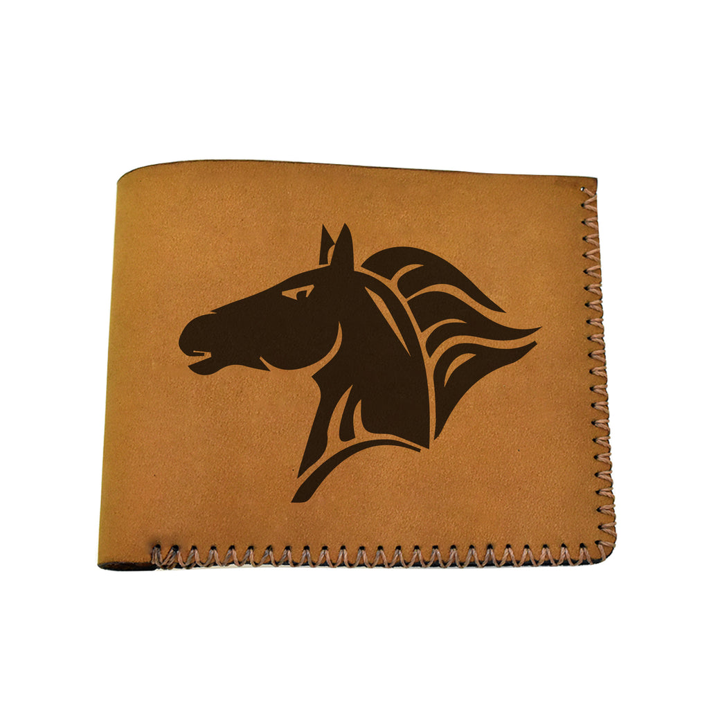 Men's Tribal Horse 1 Handmade Genuine Leather Blocking Bifold Wallet MHLT_02_BRN