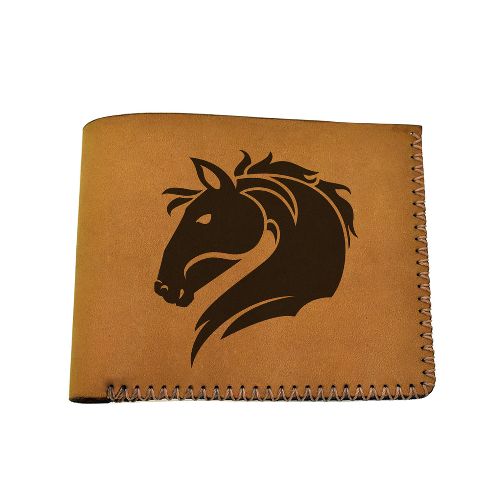 Men's Tribal Horse 1 Handmade Genuine Leather Blocking Bifold Wallet MHLT_02_BRN