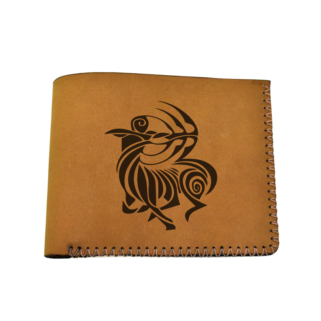 Men's Astrology Horoscope 2 Genuine Leather Blocking Bifold Wallet MHLT_02_BRN