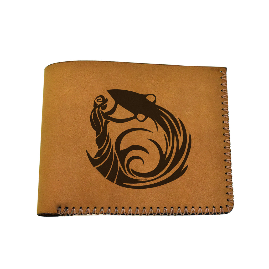 Men's Astrology Horoscope 2 Genuine Leather Blocking Bifold Wallet MHLT_02_BRN