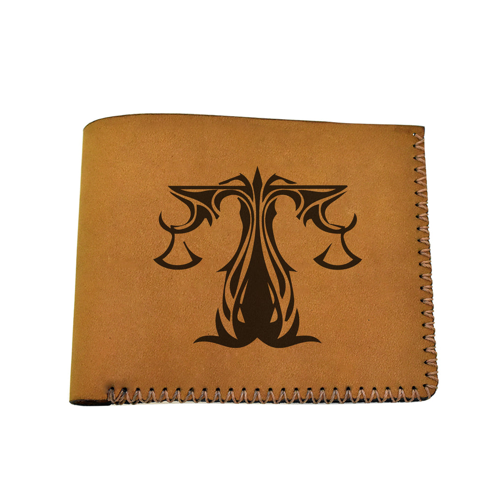 Men's Astrology Horoscope 2 Genuine Leather Blocking Bifold Wallet MHLT_02_BRN