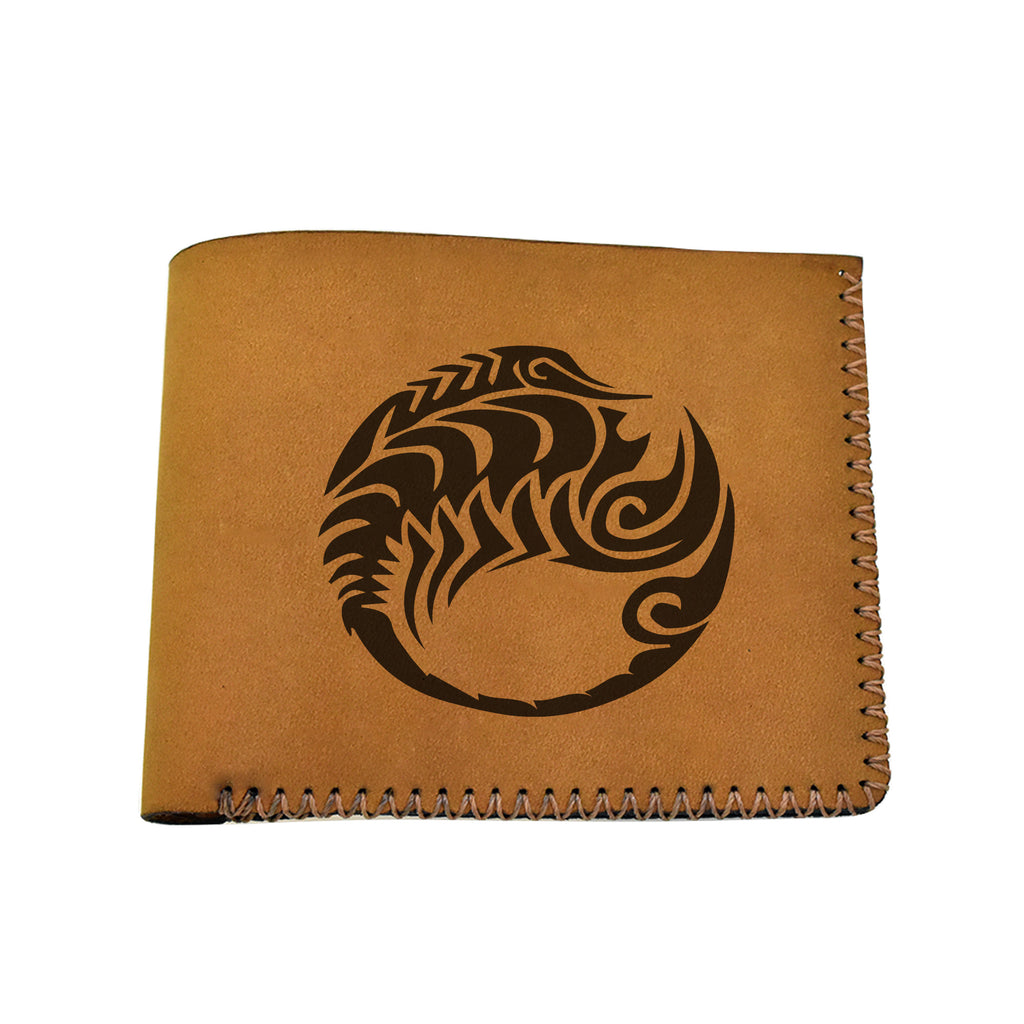 Men's Astrology Horoscope 2 Genuine Leather Blocking Bifold Wallet MHLT_02_BRN