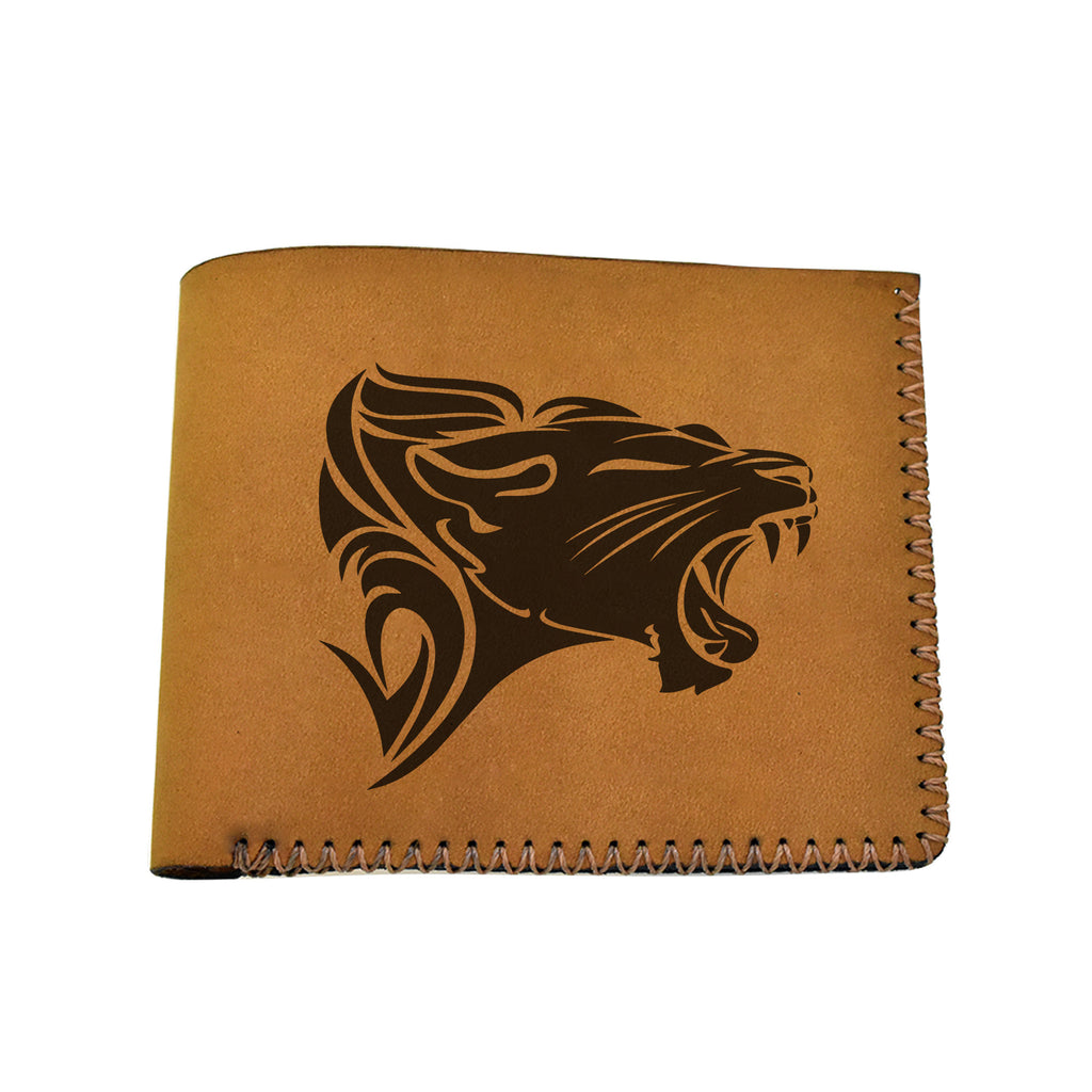 Men's Lion Tatoo Style Natural Genuine Leather Blocking Bifold Wallet MHLT_02_BRN