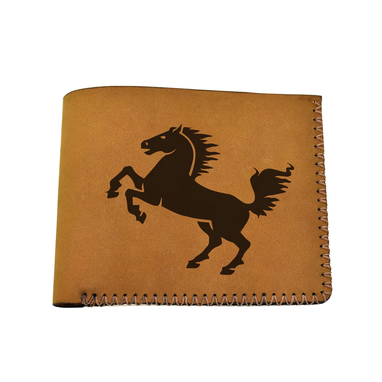 Men's Tribal Horse 2 Handmade Genuine Leather Blocking Bifold Wallet MHLT_02_BRN