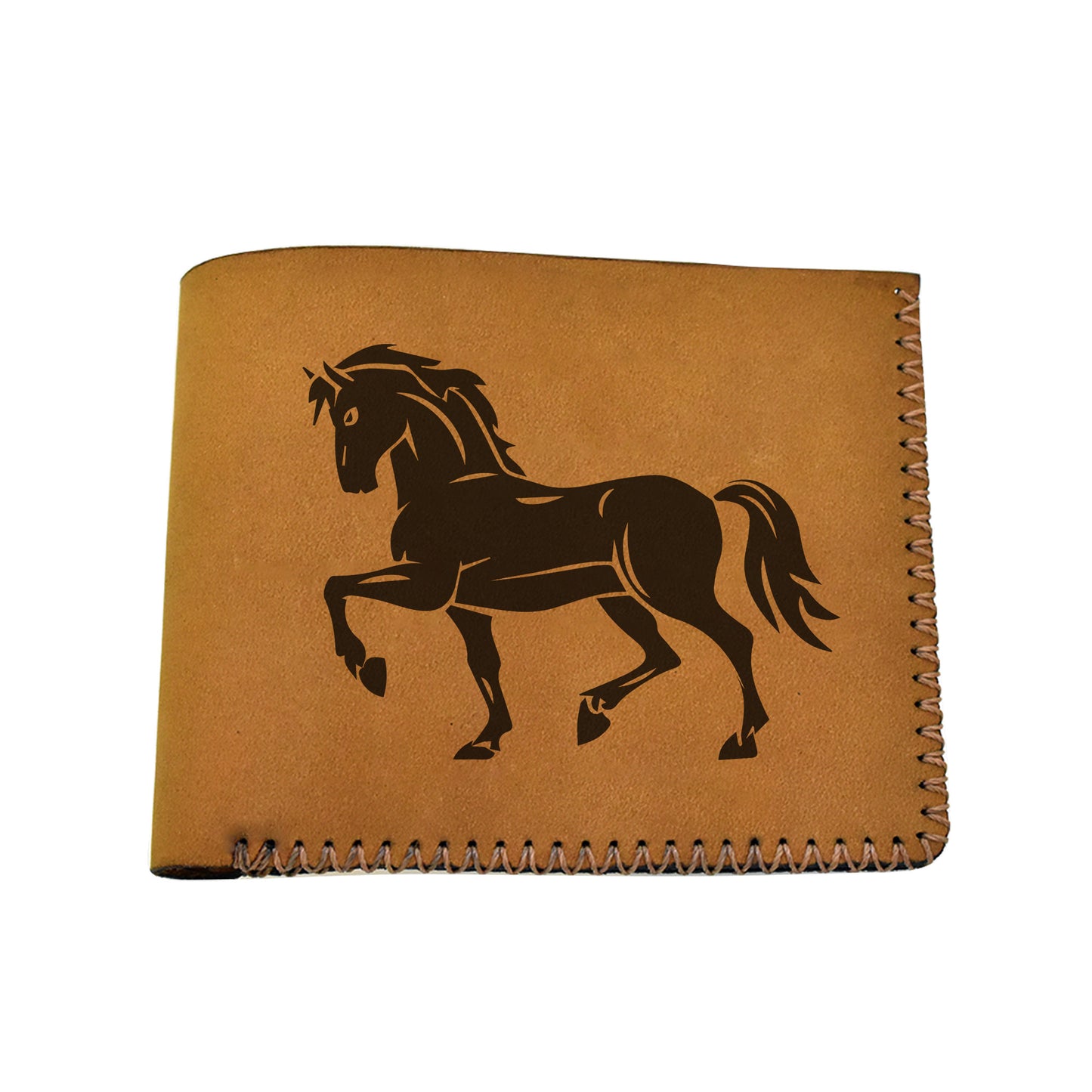 Men's Tribal Horse 2 Handmade Genuine Leather Blocking Bifold Wallet MHLT_02_BRN