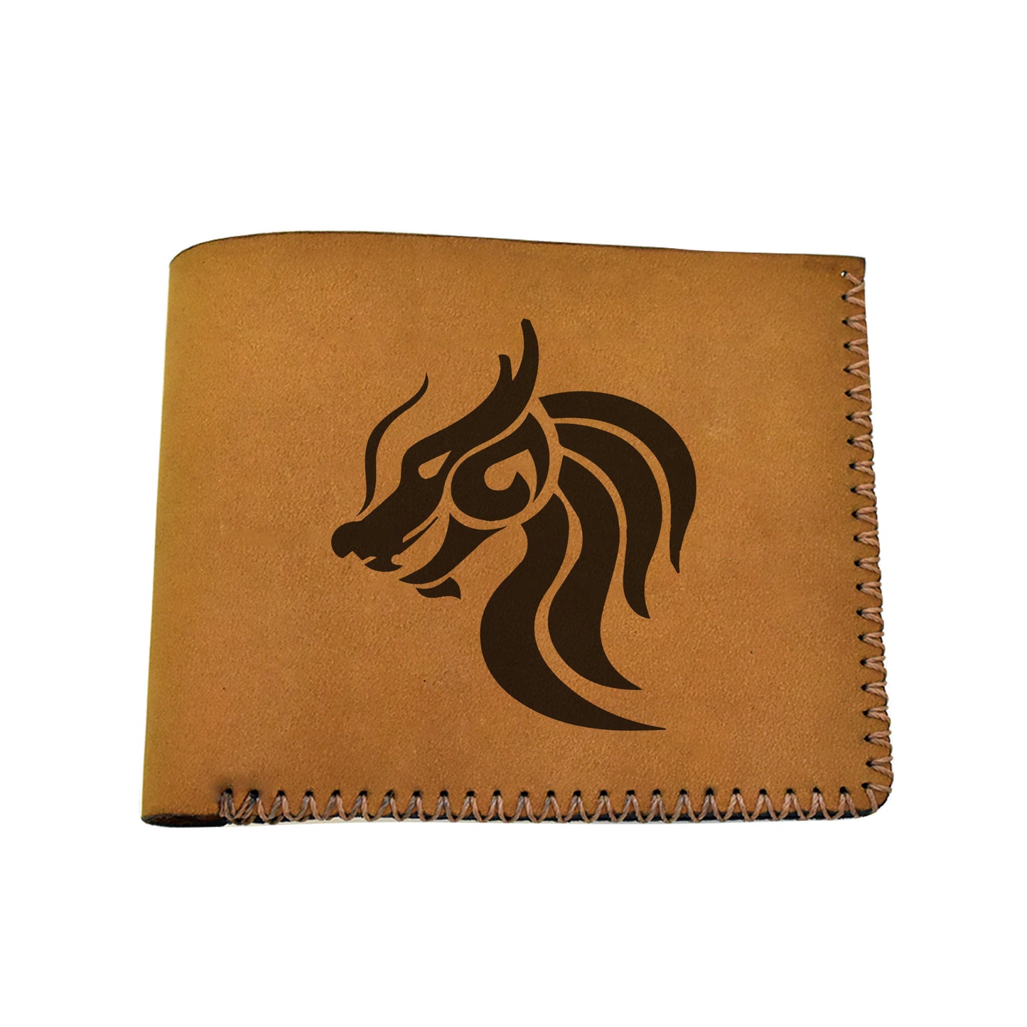 Men's Tribal Horse 2 Handmade Genuine Leather Blocking Bifold Wallet MHLT_02_BRN