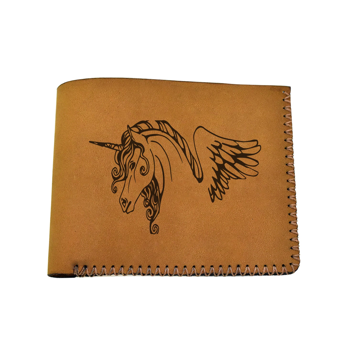 Men's Tribal Horse 2 Handmade Genuine Leather Blocking Bifold Wallet MHLT_02_BRN
