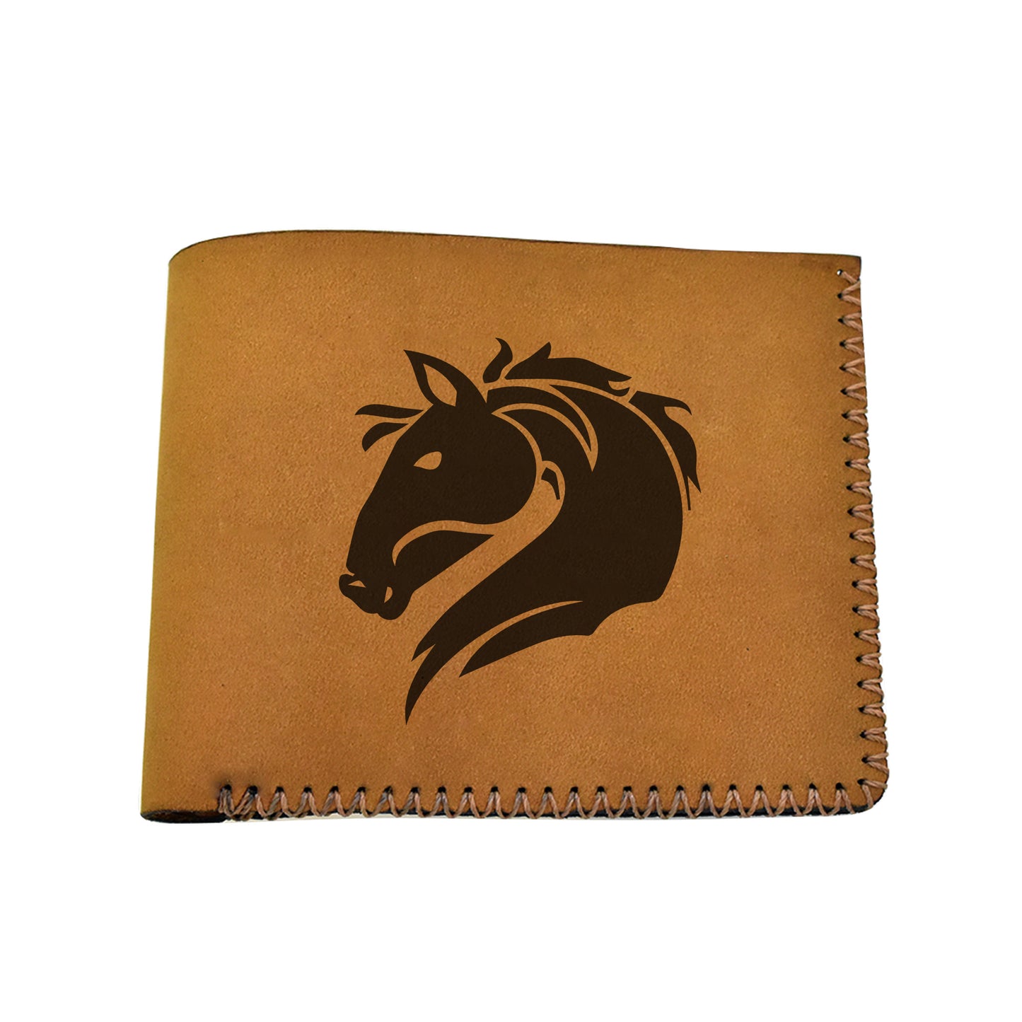 Men's Tribal Horse 2 Handmade Genuine Leather Blocking Bifold Wallet MHLT_02_BRN
