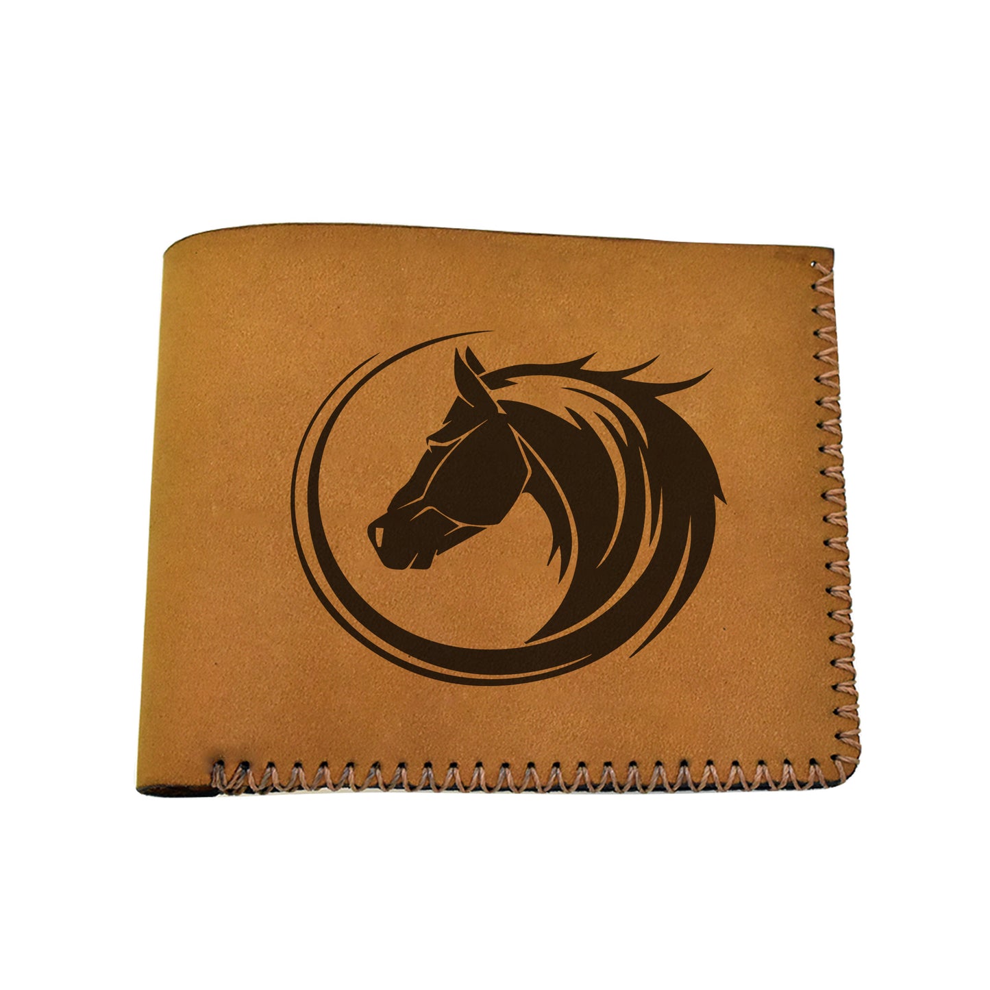 Men's Tribal Horse 2 Handmade Genuine Leather Blocking Bifold Wallet MHLT_02_BRN