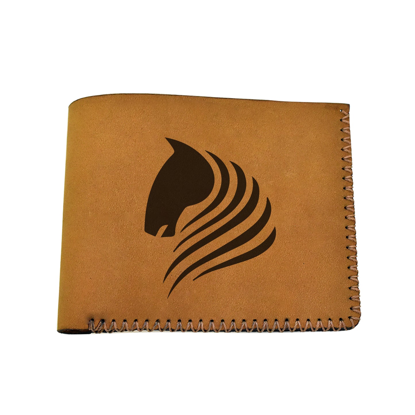 Men's Tribal Horse 2 Handmade Genuine Leather Blocking Bifold Wallet MHLT_02_BRN