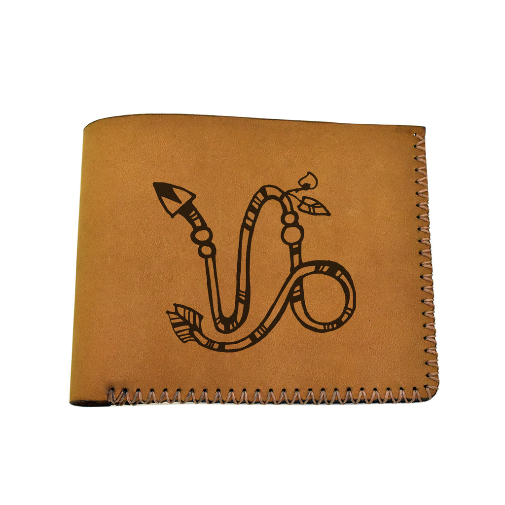 Men's Astrology Horoscope 3 Genuine Leather Blocking Bifold Wallet MHLT_02_BRN