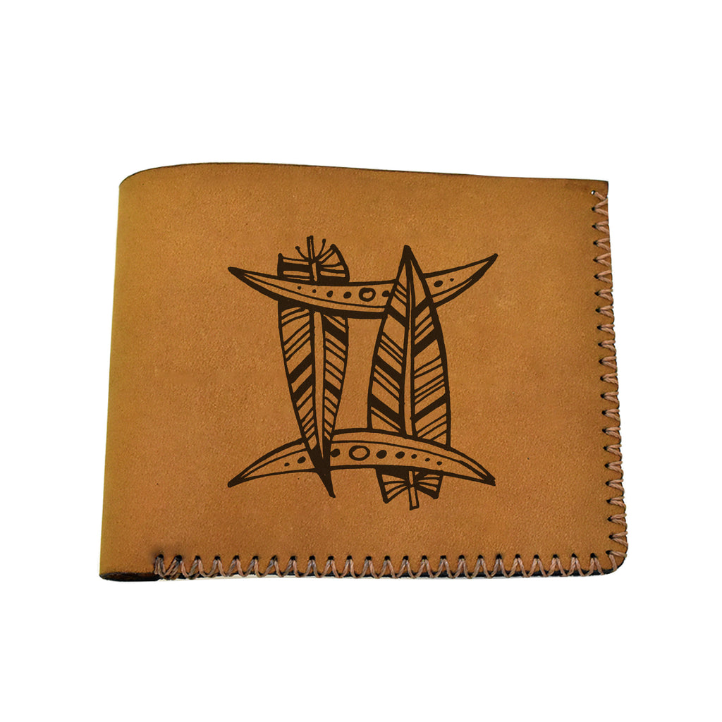 Men's Astrology Horoscope 3 Genuine Leather Blocking Bifold Wallet MHLT_02_BRN