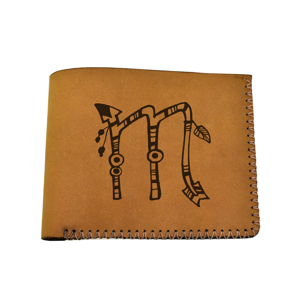 Men's Astrology Horoscope 3 Genuine Leather Blocking Bifold Wallet MHLT_02_BRN