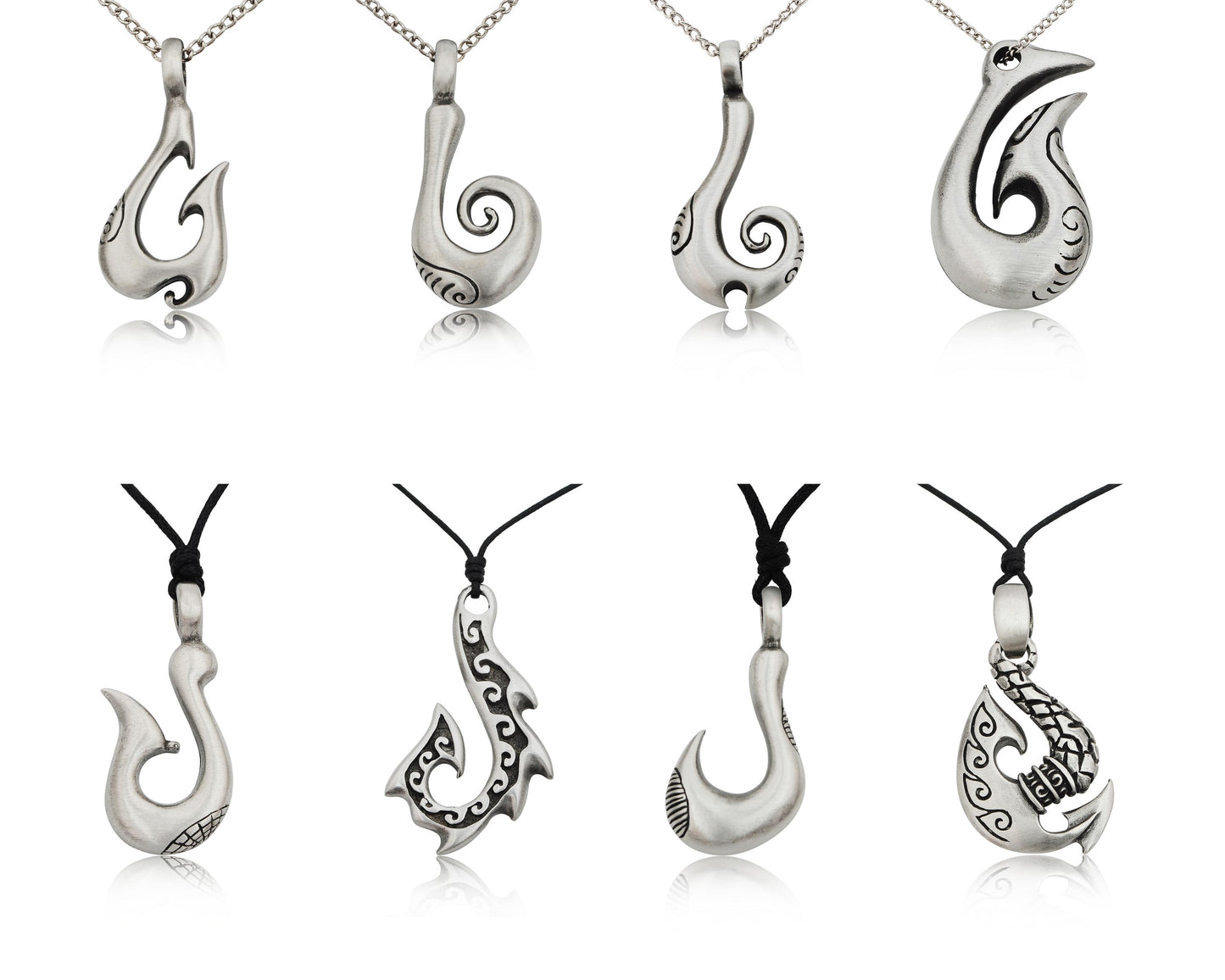 New Tribal Maori Fishing Hook Silver Pewter Charm Necklace Pendant Jewelry
