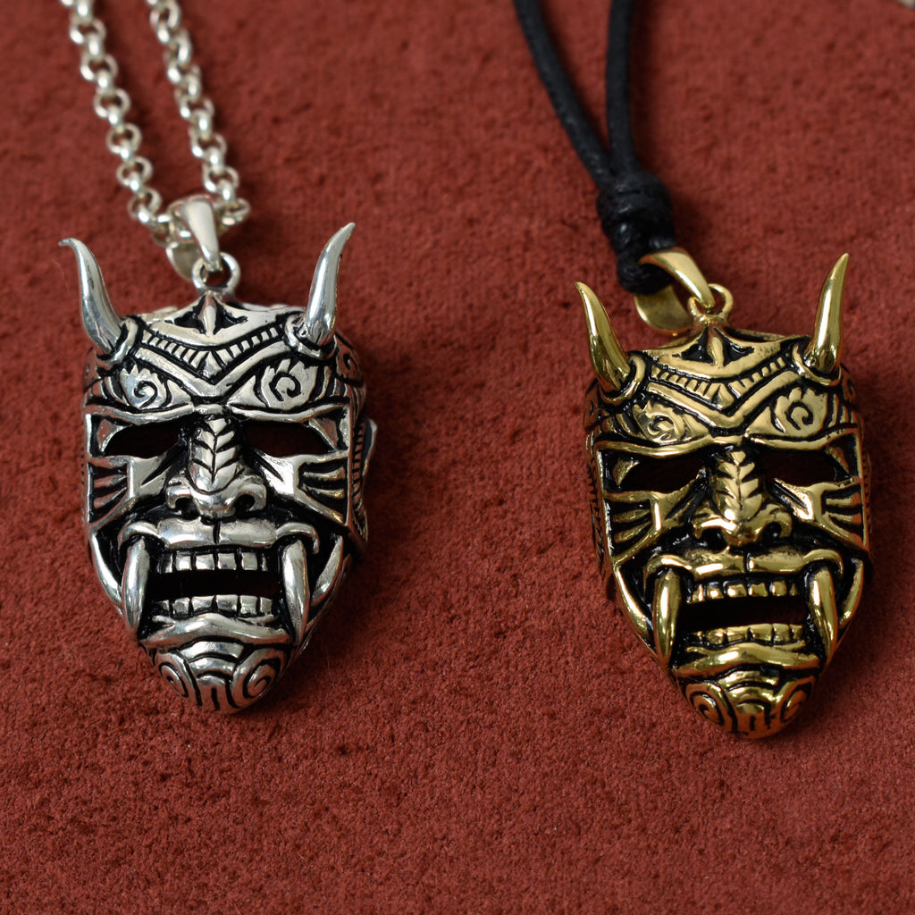 Devil Worshiper Satan Mask 925 Sterling Silver Gold Brass Necklace Jewelry