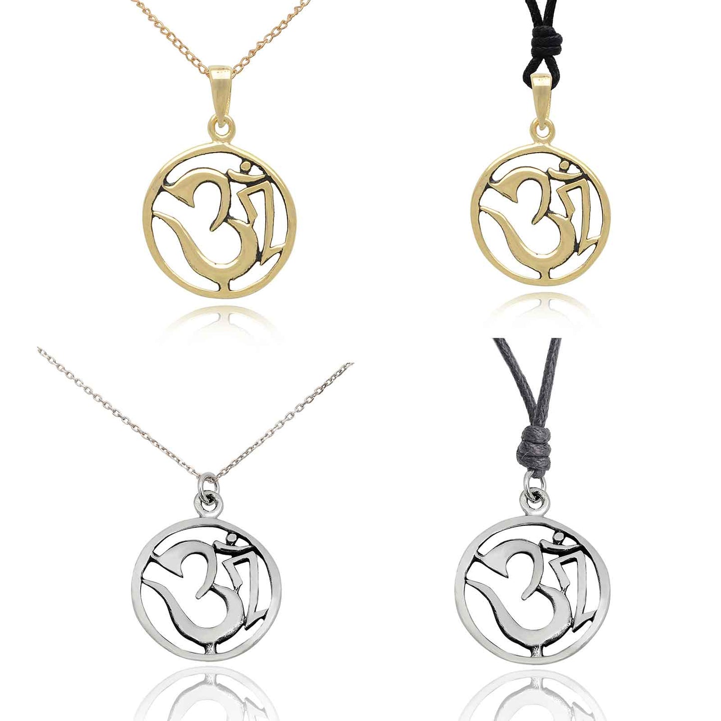 Hindu Aum Ohm Om Silver Charm Necklace Pendant Jewelry