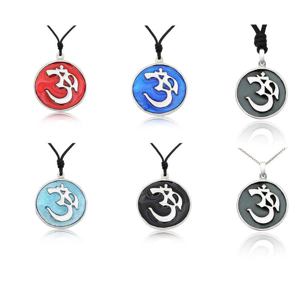 Trendy Hindu Symbol Silver Pewter Charm Necklace Pendant Jewelry